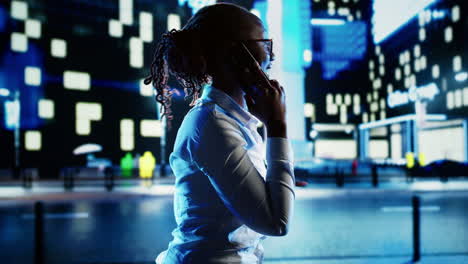 woman phone talking on city streets