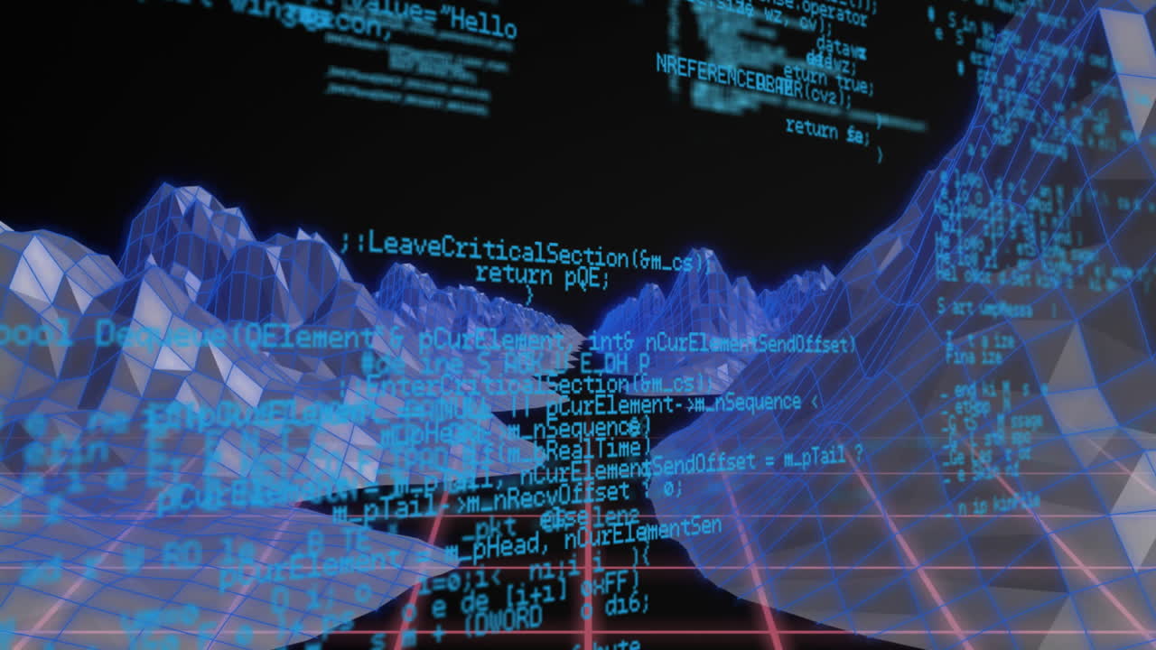 디지털 데이터 처리 및 메타버스의 애니메이션 검은색 배경