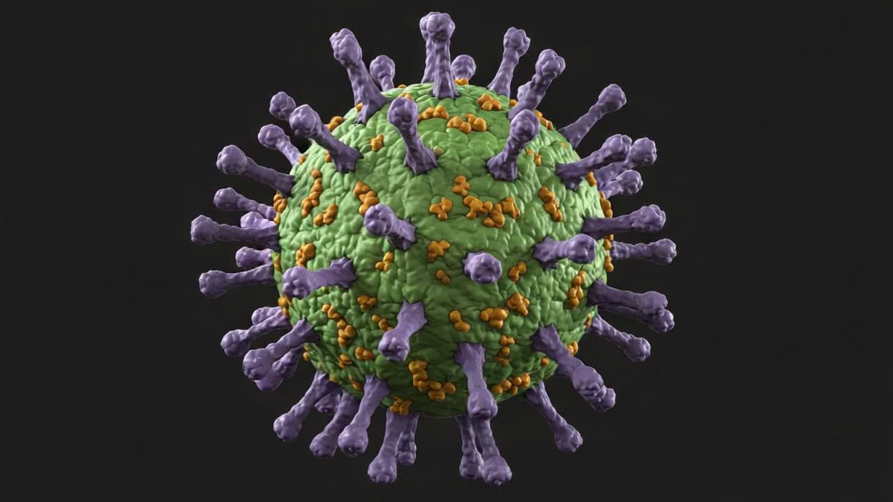 High-Resolution Visualization of a Virus Structure with Distinct Surface Features and Protein Protrusions, Showcasing Its Complex and Intricate Design