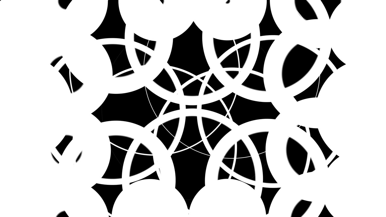 Abstract Animation of Expanding and Contracting White Circles on Black Background