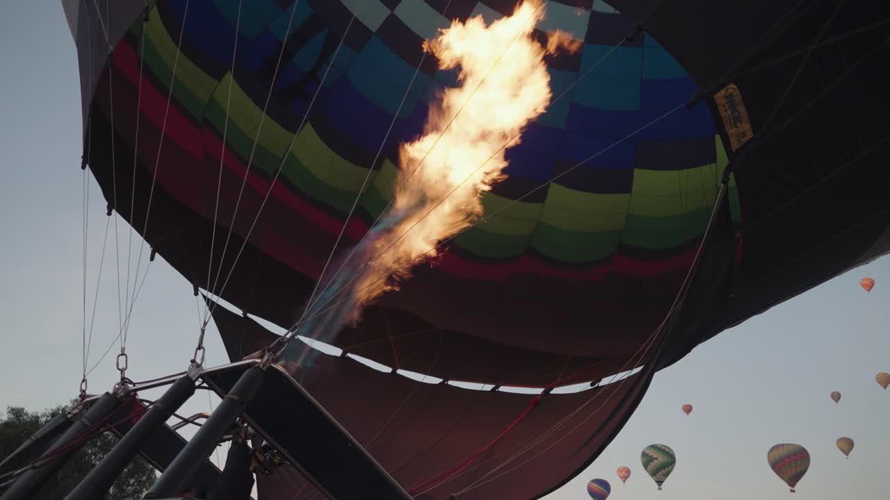 Hot Air Balloons Inflating and Flying