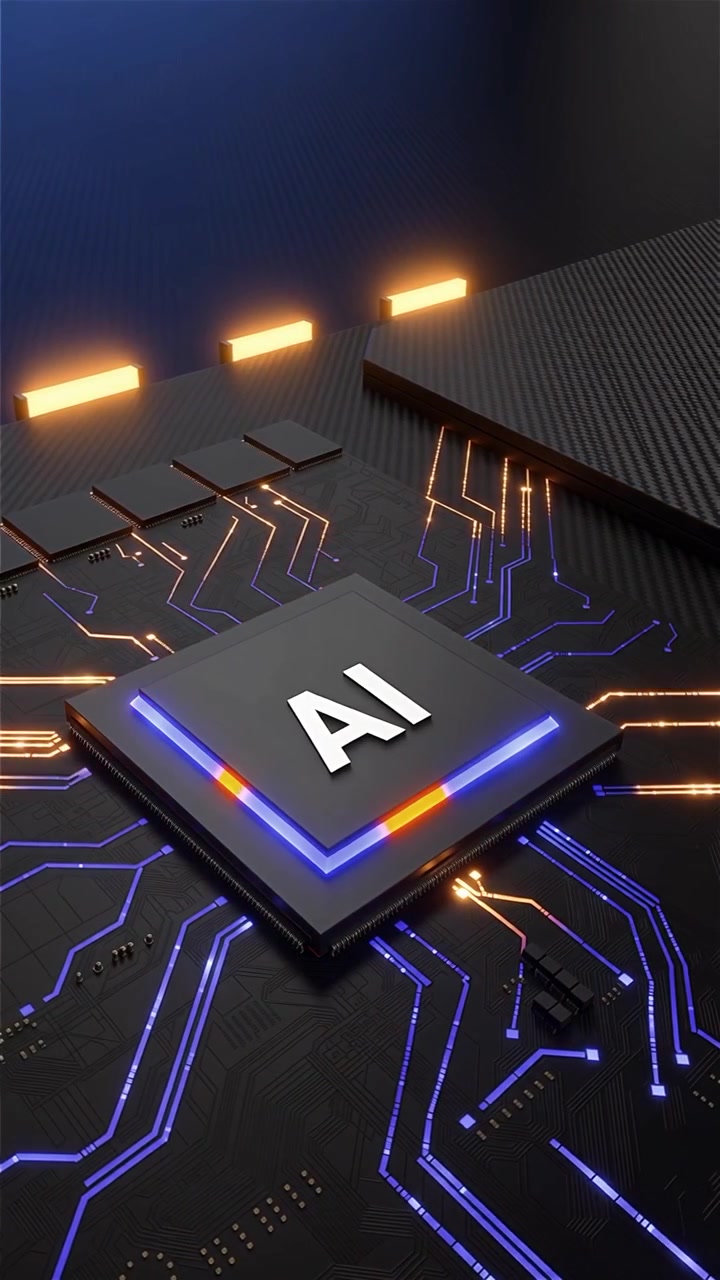 Futuristic AI Chip Motherboard Technology Background