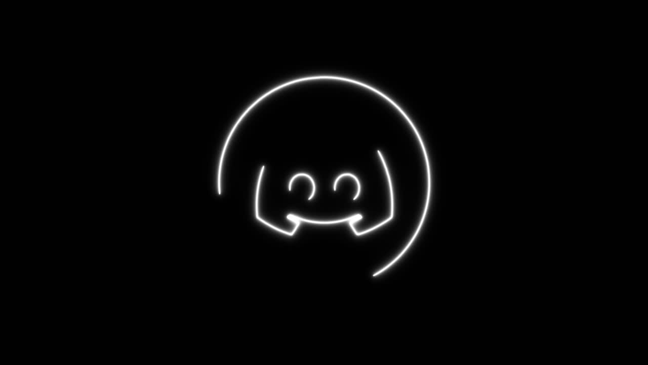 Neon White Outline Drawing of Discord Logo Animation