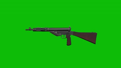 3D-model-of-a-World-War-2-submachine-gun-sten-rotating-360-degrees-on-green-screen-3D-animation