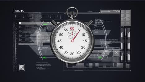 animación de escaneado de visores y procesamiento de datos con cronómetro