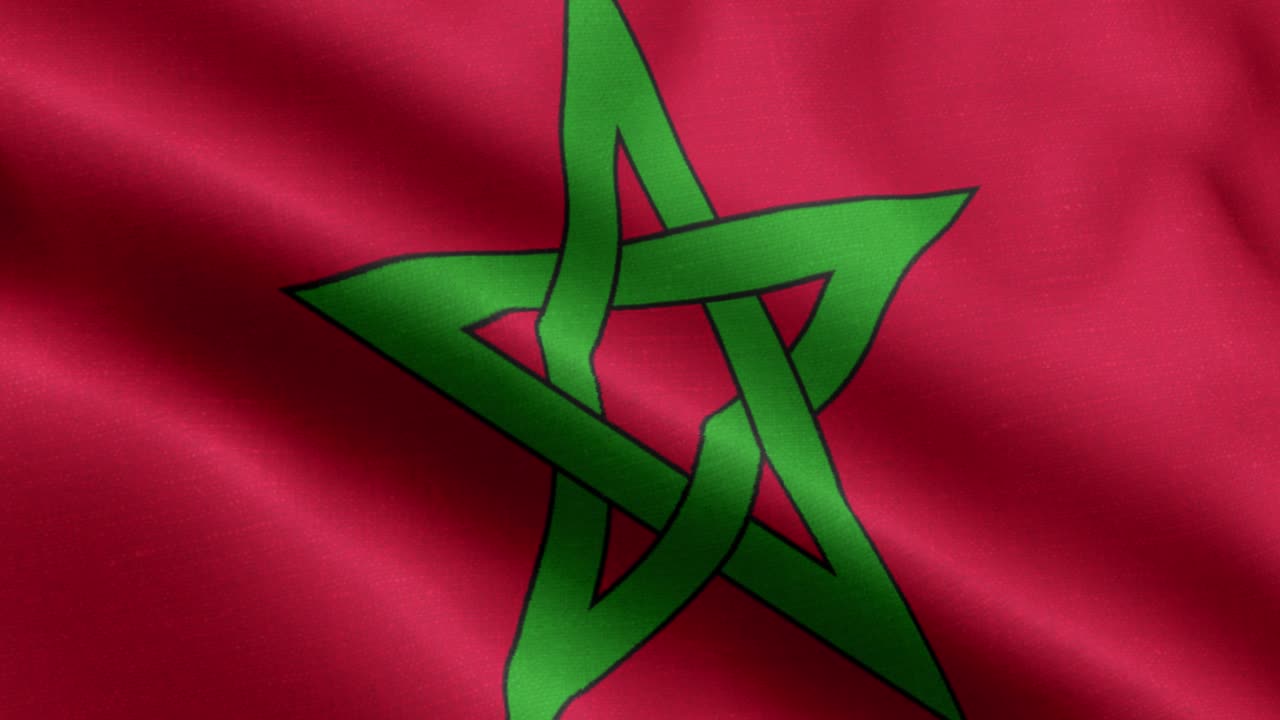 Closeup waving loop 4k National Flag of Morocco