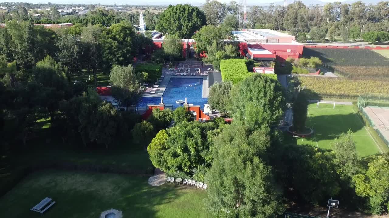 Aerial over a sports complex in Santiago de Quer&eacute;taro, Mexico