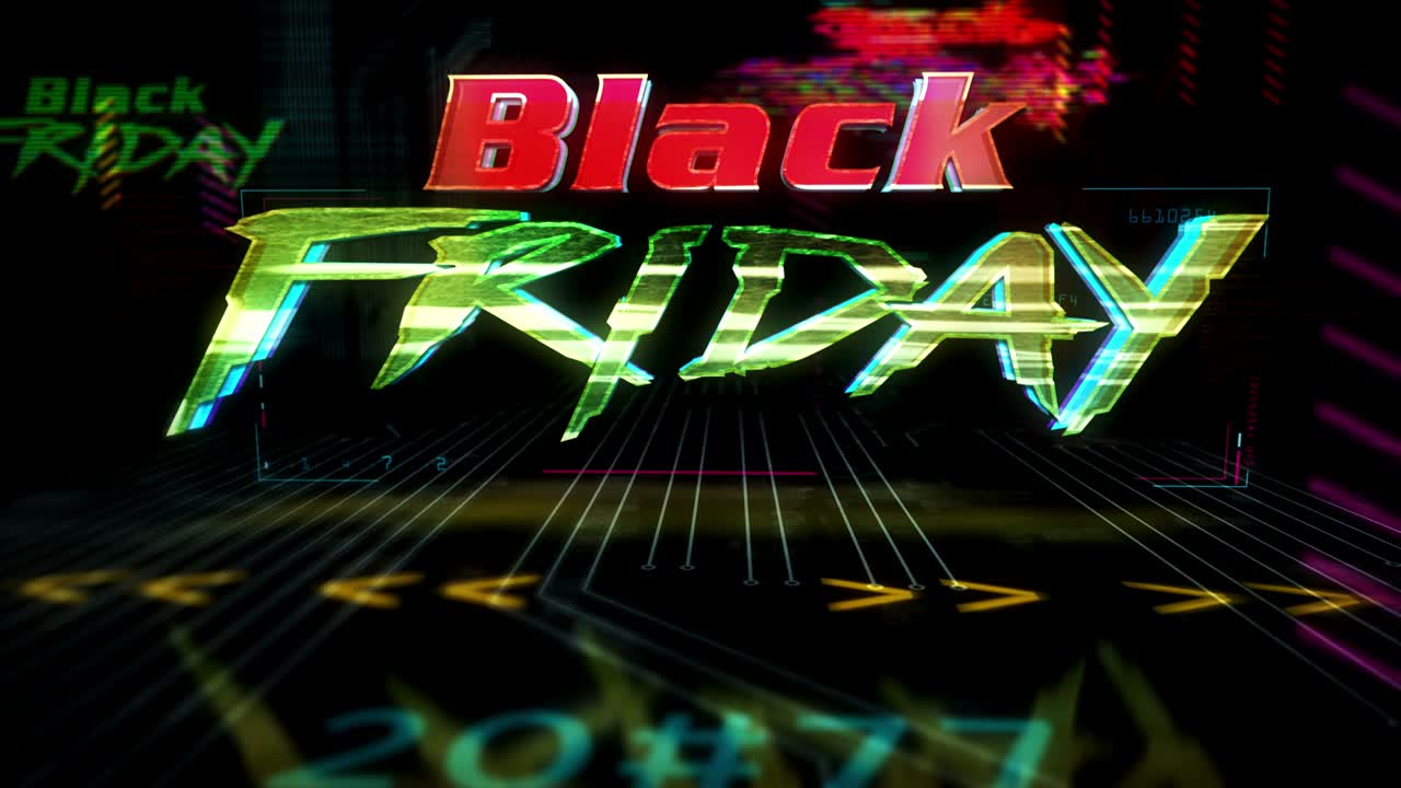 블랙 프라이데이 세일 테마와 함께 사이버 크 스타일 인트로