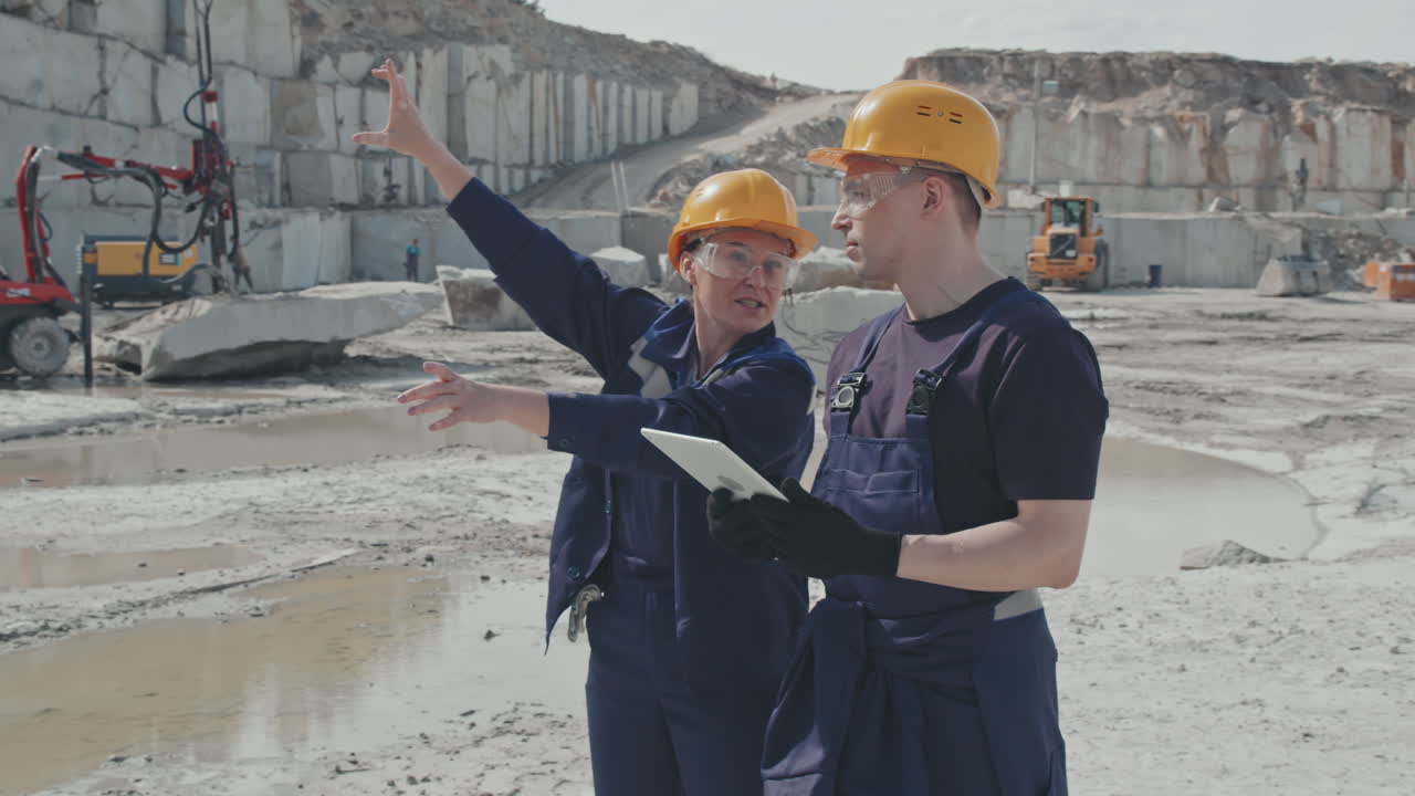 Female and Male Workers in Granite Quarry