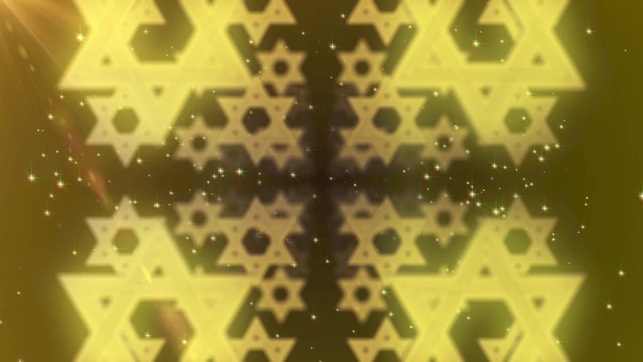 골드 데이비드 스타 기호 입자 루프 애니메이션 배경