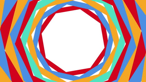 animación de formas en movimiento rojas y círculos de colores sobre fondo blanco