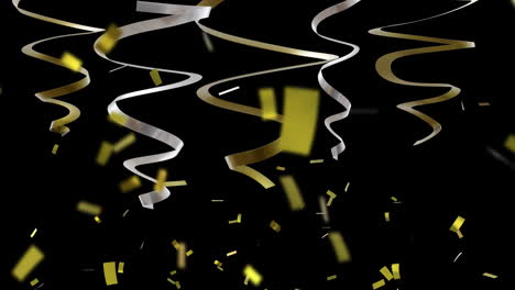 animation of party streamers and confetti on black background