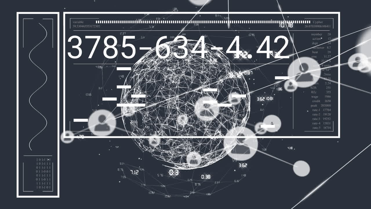 composición del globo con una red de conexiones sobre fondo negro