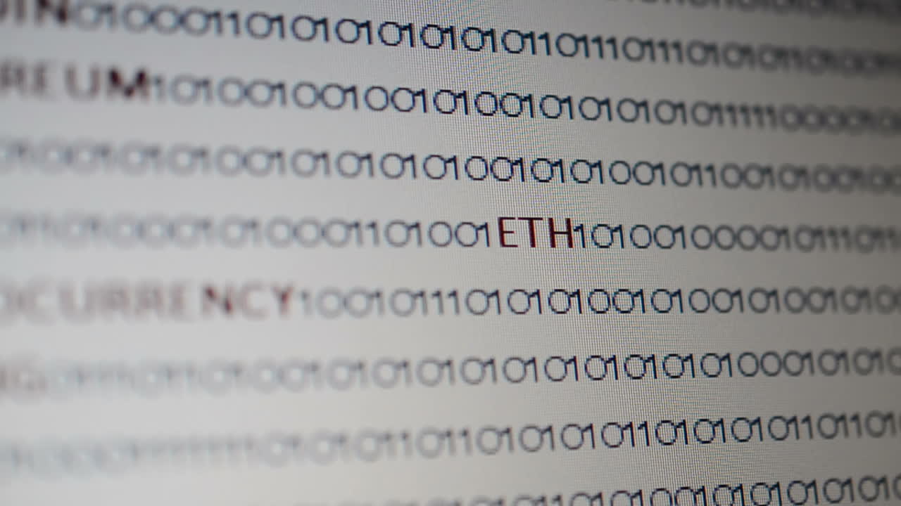 Cryptocurrency on a digital background. Background from a program code and cryptocurrencies