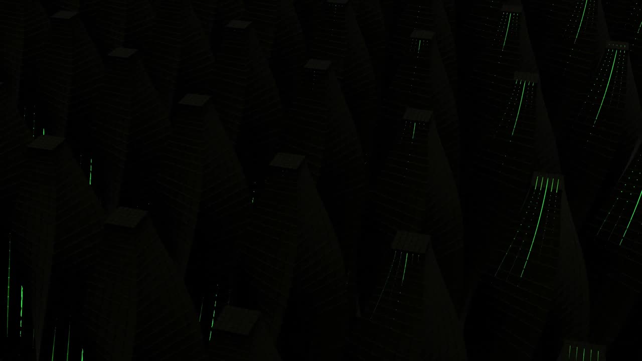 Abstract 3D Geometric Pattern with Green Lines
