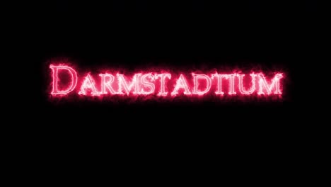 darmstadtium, elemento químico, escrito con fuego. bucle