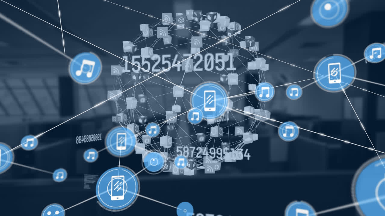 Animation of network of connections over office