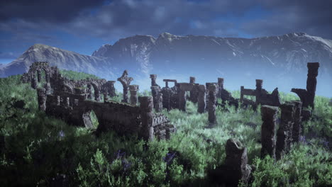 ancient stone ruins in a mountain landscape