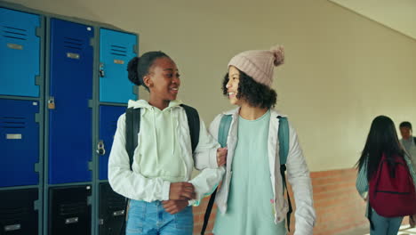 students in a school hallway