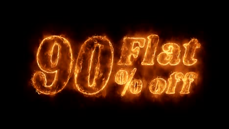 90% de descuento en palabras animadas calientes que queman un bucle de llamas de fuego realista.