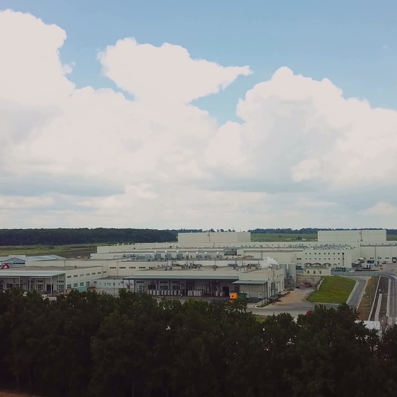 Aerial view of modern industrial factory