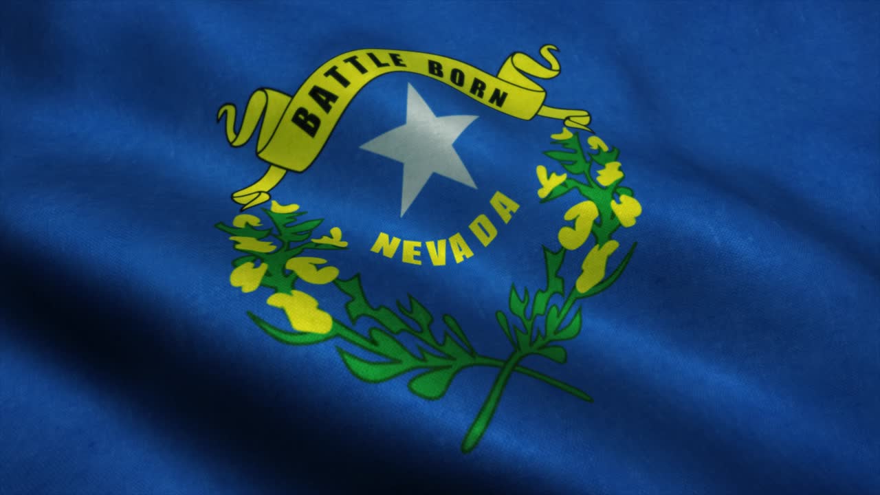 bandera del estado de nevada ondeando en el viento. bandera nacional de nevada. signo del estado de nevada animación de bucle sin costura. 4k