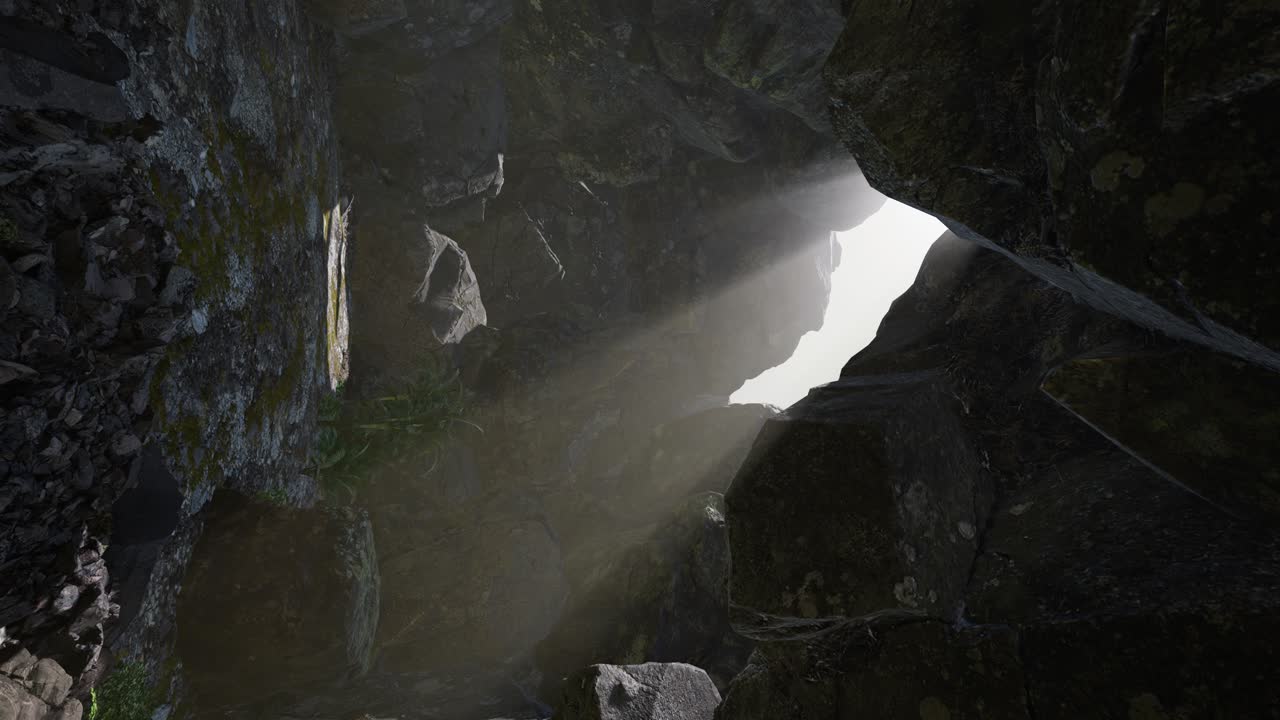 luz del sol dentro de una cueva misteriosa