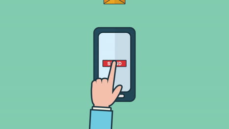 dispositivo de teléfono inteligente que envía animación de correo electrónico
