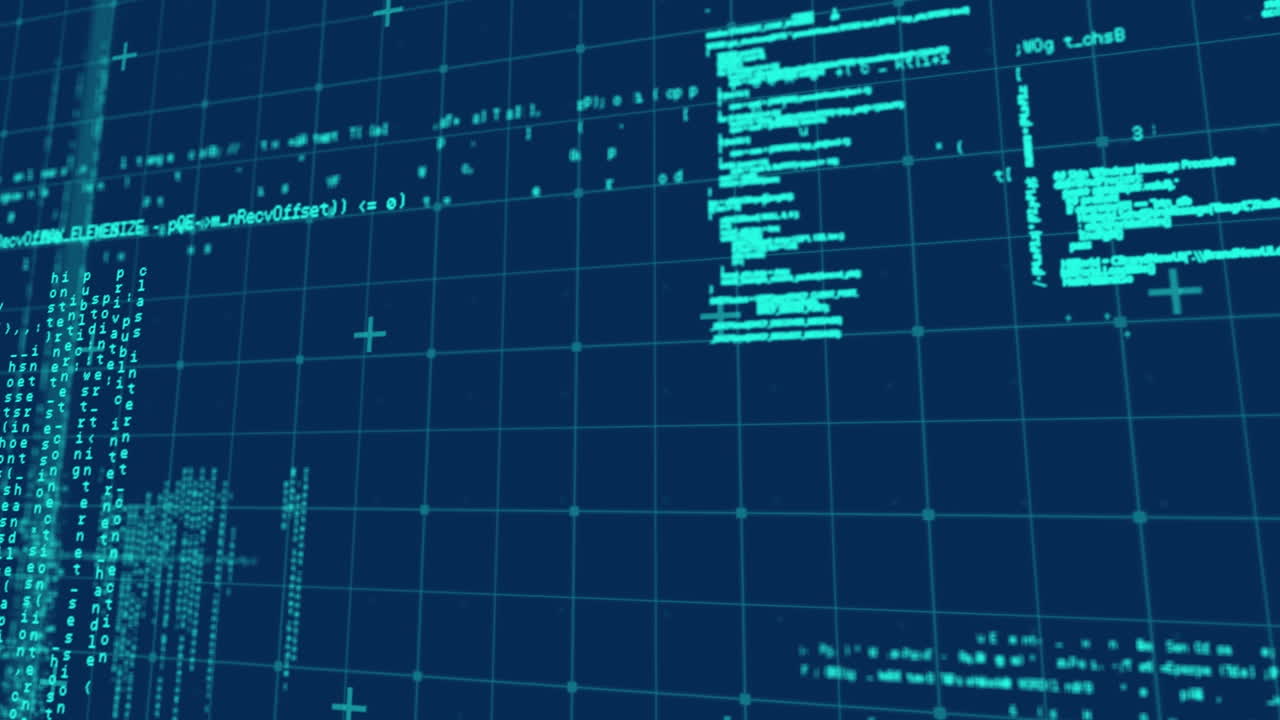 Animation of data processing on navy background