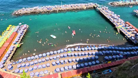 aerial view of beachgoers enjoying the sea