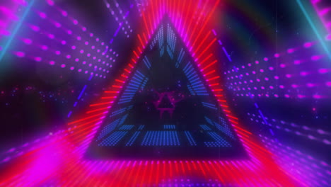 creating futuristic effect, neon triangle with vibrant lights and digital animation patterns