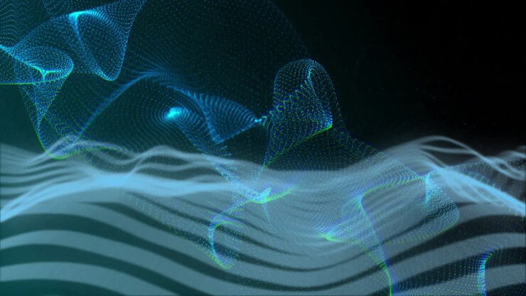 Abstract waves and flowing lines animation over dark background