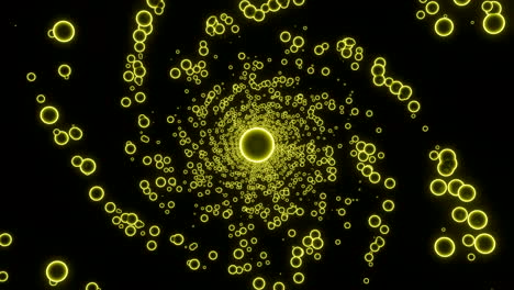 círculos amarillos brillantes abstractos túnel en espiral