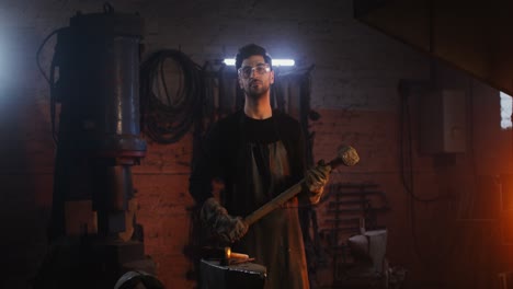 blacksmith at work in a forge