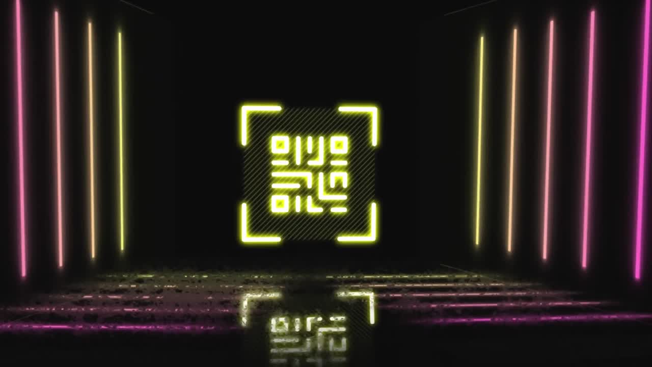 escáner de código qr contra túnel brillante en el cambio de fondo
