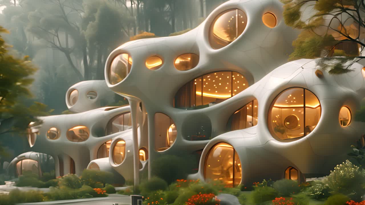 Futuristic Organic Architecture in a Forest