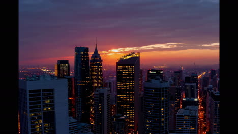 city skyline at sunset