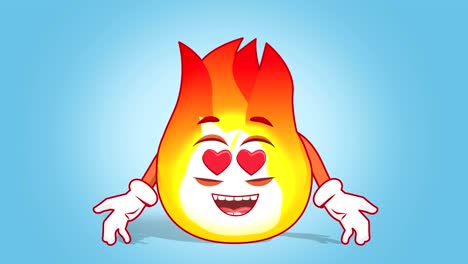 cartoon fire flame heart eyes love with face animation alpha matte