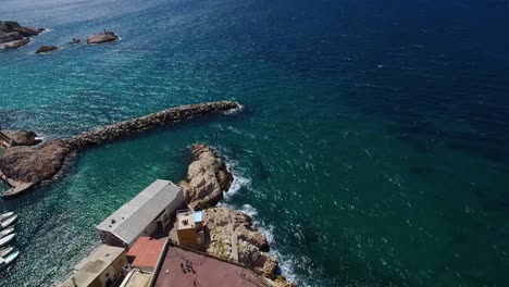 aerial of france, cote d'azur, menton, old city houses and sea in french riviera