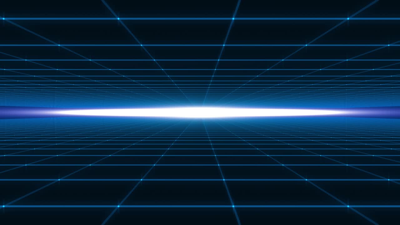 디지털 그리드와 함께 파란색 빛 의 모션 그래픽, 기술 추상적인 배경 개념, 시엄리스 루프 비디오