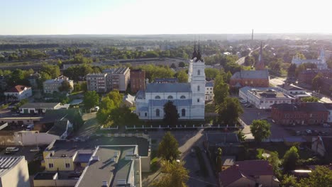 aerial view of daugavpils cityscape with historic church in latvia