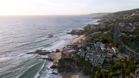 dramatic aerial drone shot of thousand steps beach, laguna - california