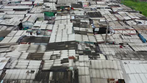 aerial view of a densely populated urban slums