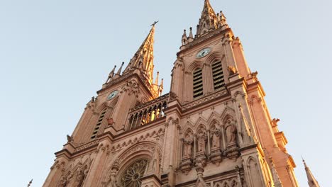 catholic church building basilica of our lady of luján in argentina over skyline