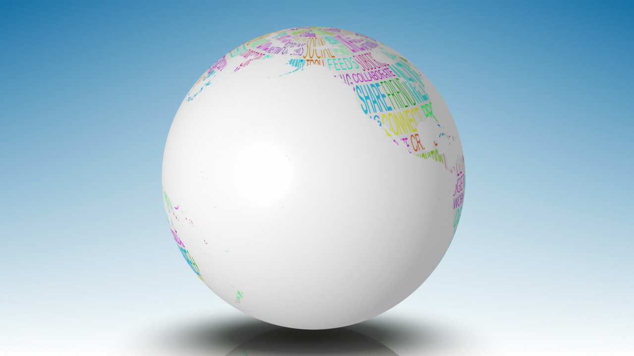 el globo de las palabras de las redes sociales girando