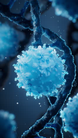 blue cell with biological dna background, 3d rendering.