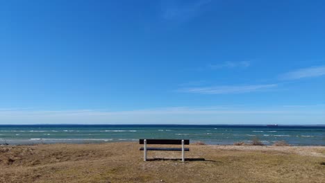 empty bench on the beach