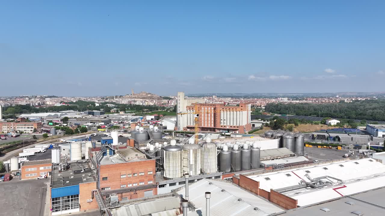 Aerial views of a beer factory