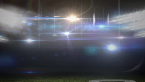 animation of lights and bokeh light spots at floodlit stadium