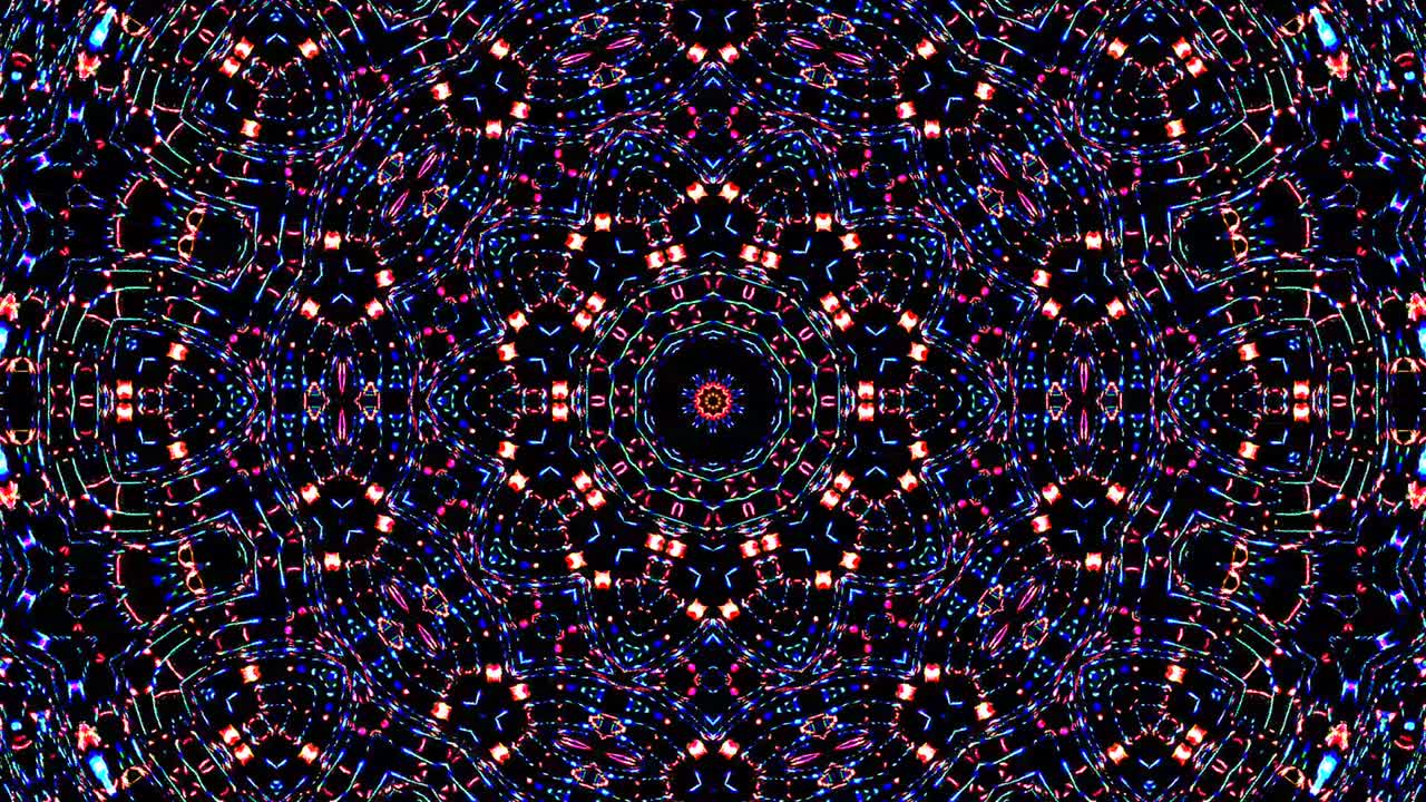 hermoso caleidoscopio abstracto que brilla, una luz radiante que regula los movimientos sutiles